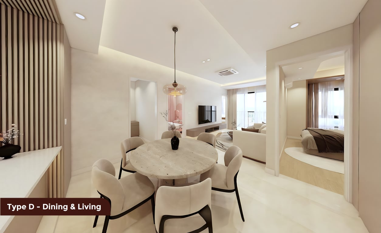 Sena Residence Floor Plans, Type D Dining & Living Room