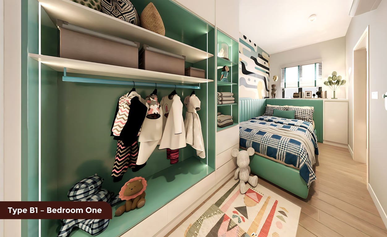 Sena Residence Floor Plans, Type B1 Bedroom One