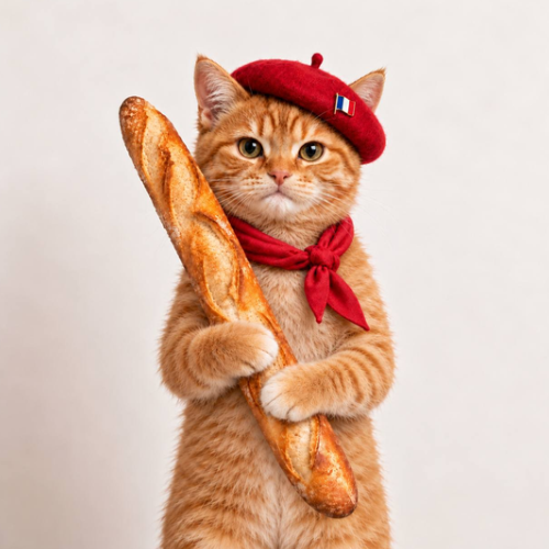 Cat wif baguette