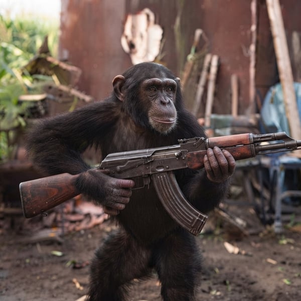 APE WITH GUN