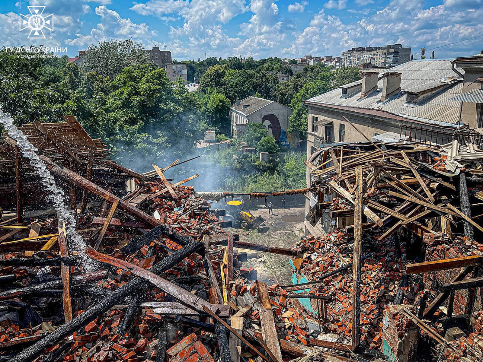 La ville de Soumy après la frappe russe du 4 juillet dernier