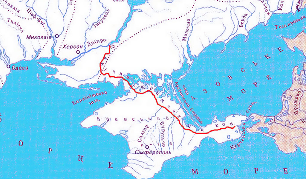 Le canal de Crimée du Nord en carte