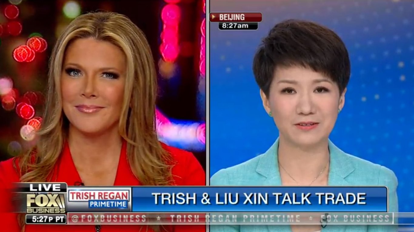 trish regan liu xin cctv cgtn fox china us trade war soft power