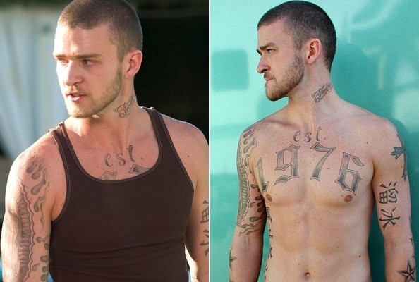 Justin Timberlake gets huge fake tattoo for new movie Palmer