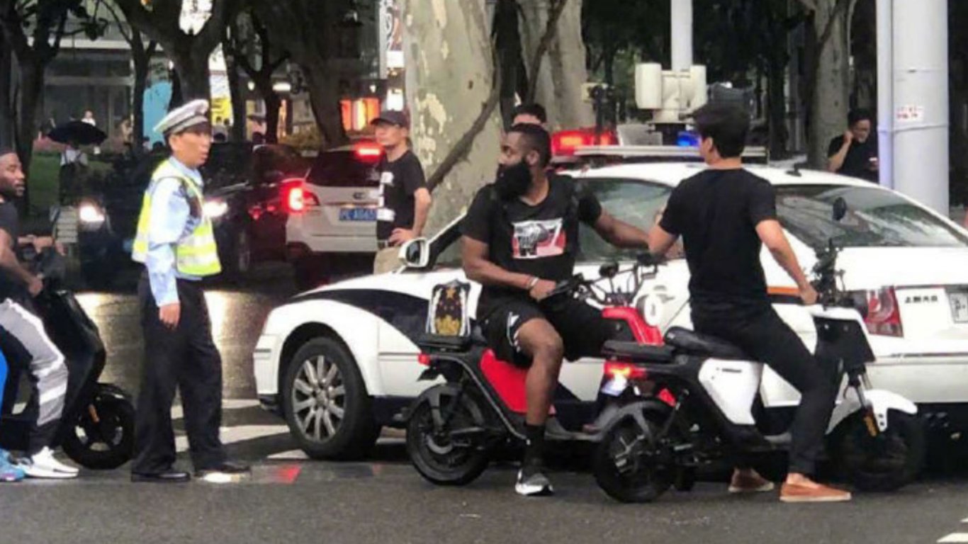 Feature image of James Harden Stopped on Scooter by Shanghai Traffic Police