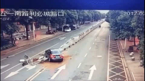 Feature image of WATCH: Car Crash Sets Off Bizarre, Endless Domino Effect