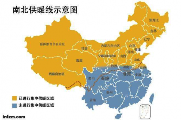 china central heating map