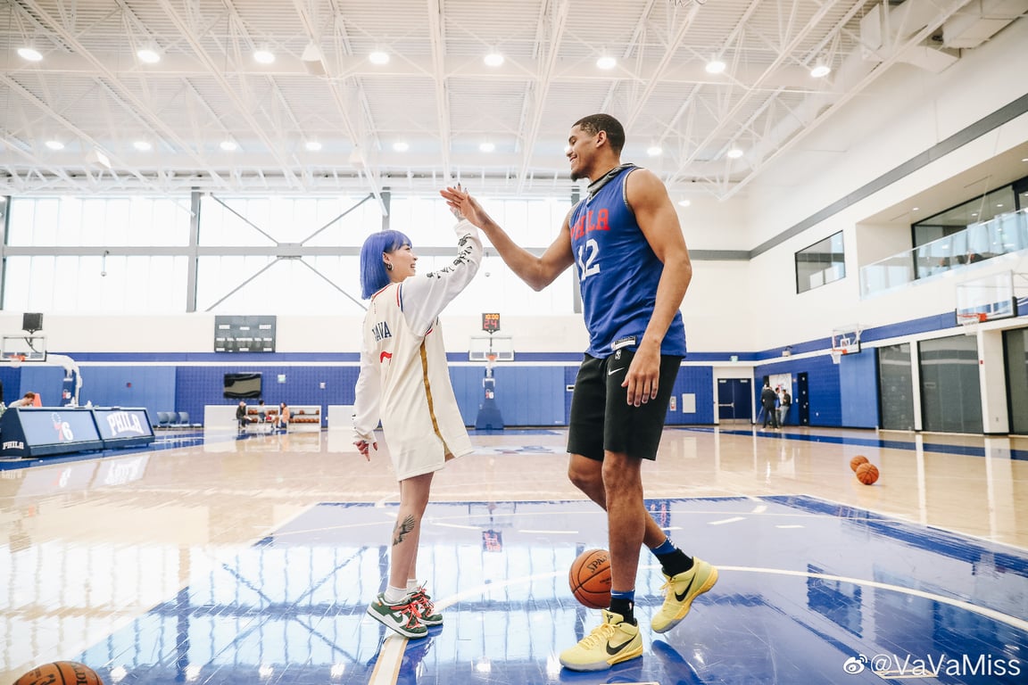 chinese rapper VaVa with NBA player Tobias Harris philadelphia 76ers