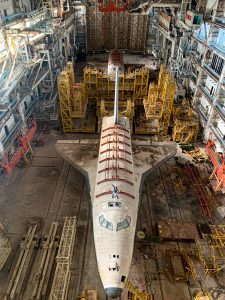 An abandoned Soviet Buran spacecraft at the Baikonur Cosmodrome in Kazakhstan. Photo courtesy of Greg Abandoned