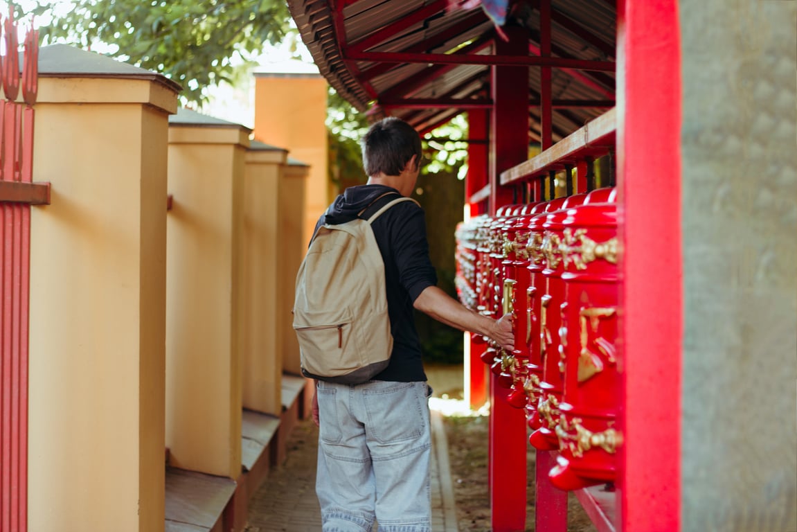 Young person at a buddhist temple in china