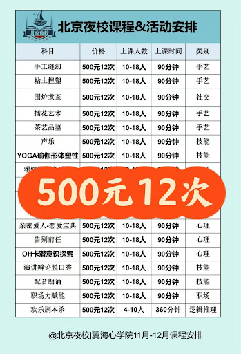 Beijing Night School Course List