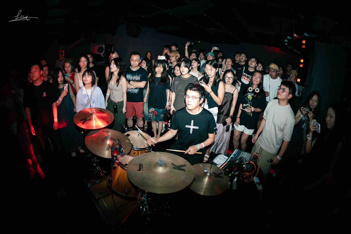 White+ drummer Wang Xu at Bye Bye Disco Beijing