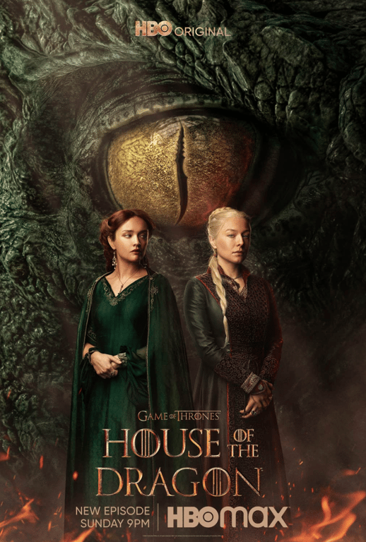 promotional poster for house of the dragon featuring emma d'arcy as rhaenyra and olivia cooke as alicent