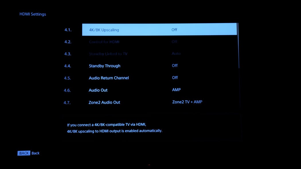 Sony Setup Screenshot