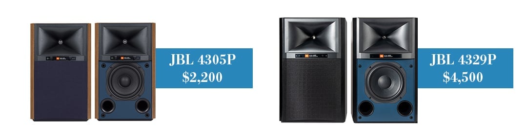 Imagine cu boxe active JBL 4305P și 4329P