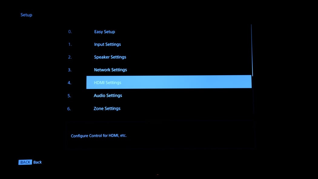 Sony Setup Screenshot