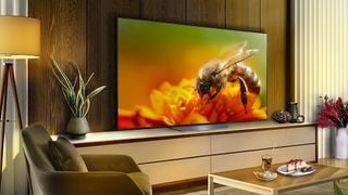 Televizor LG B3 OLED pe un suport