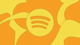 Logo-ul Spotify în portocaliu și galben.