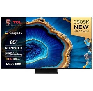 Televizorul TCL 85C805K fotografiat pe un fundal alb