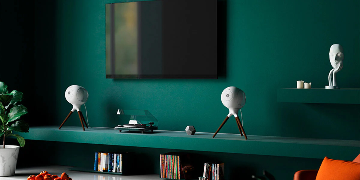 Devialet Phantom Speakers on Treepod stands