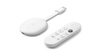 Dongle de streaming Google Chromecast cu Google TV și telecomandă