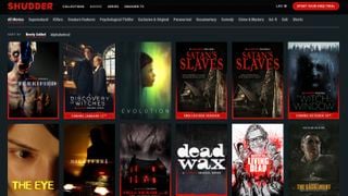 Captură de ecran a interfeței de start Shudder