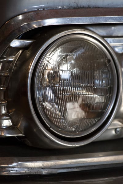a close up of a headlight