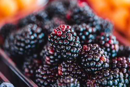 a close up of blackberries