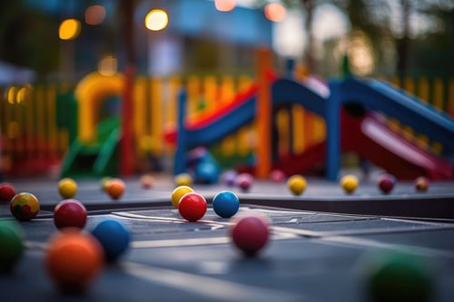 a colorful balls on a playground