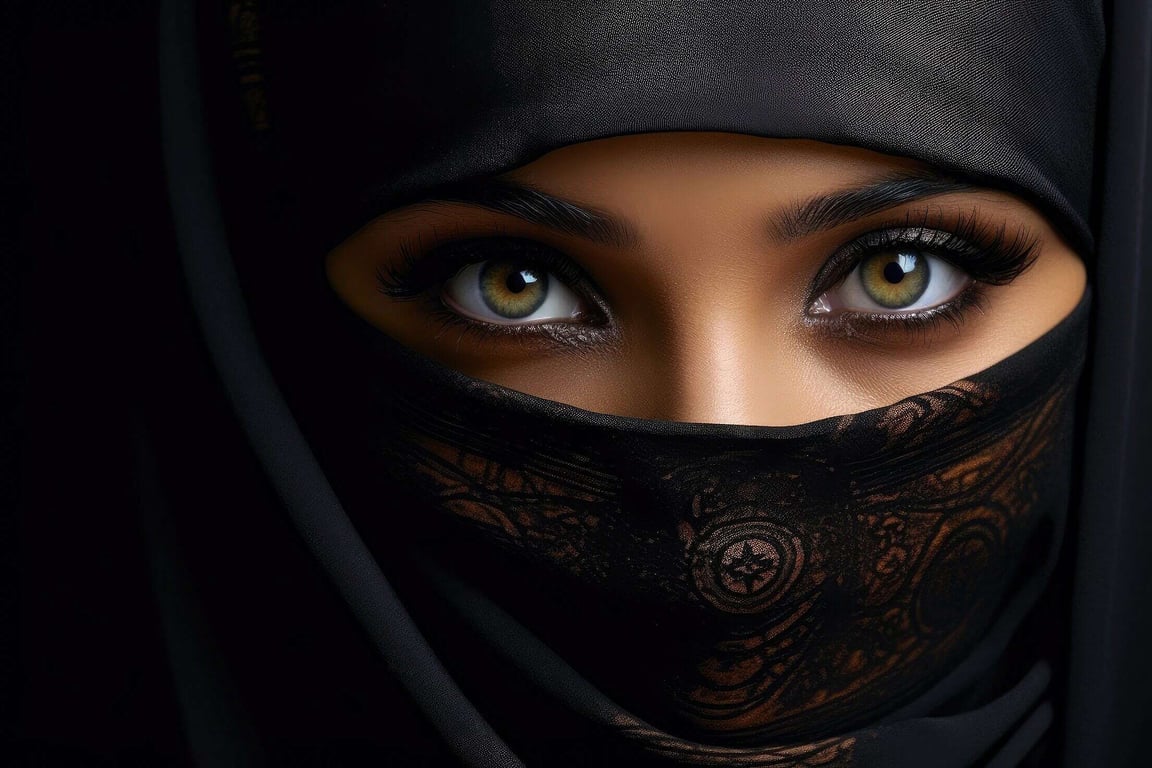 Deep Eyes Look Of Beautiful Muslim Arab Woman In Niqab