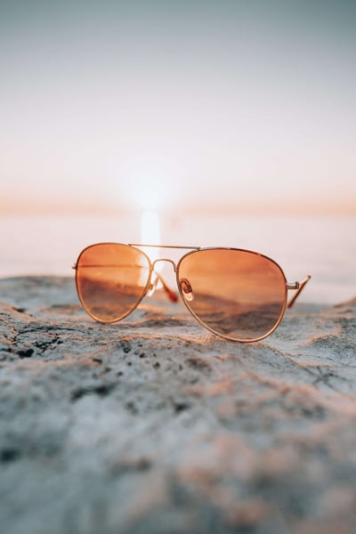 a sunglasses on the sand