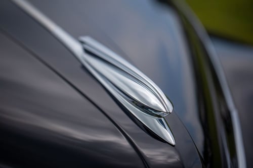 a close up of a car hood