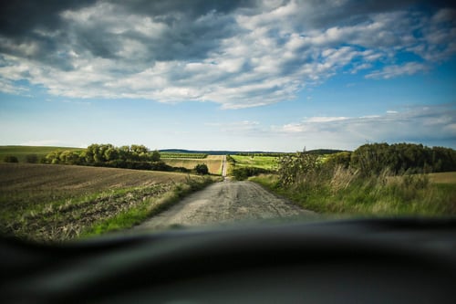 a road through a field