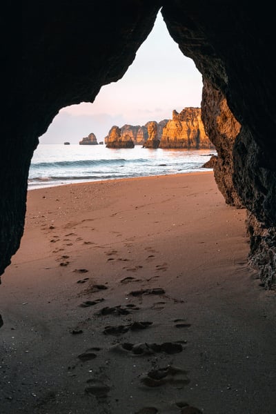 a cave on a beach