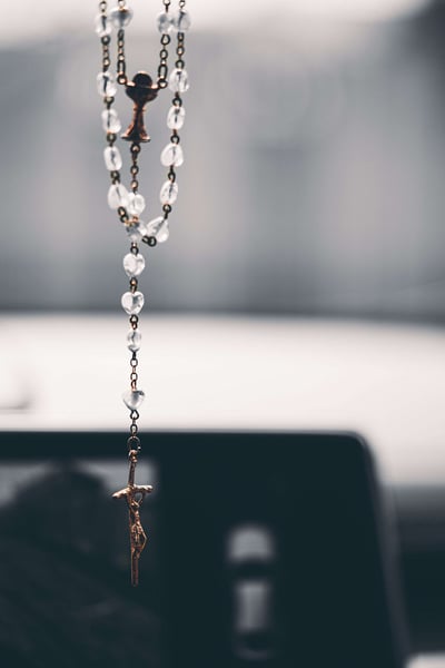 a rosary beads from a chain