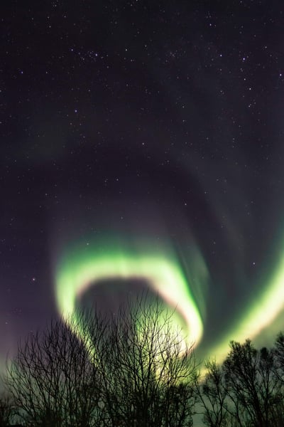 a green and white aurora borealis in the sky