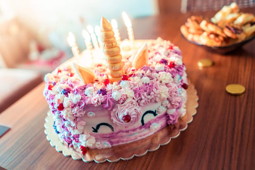 a cake with candles on top
