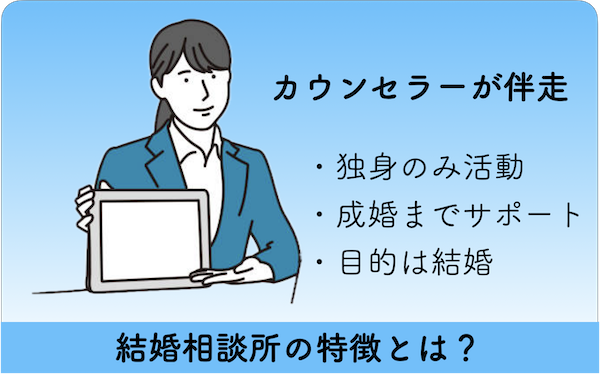 結婚相談所の特徴：独身のみ活動、成婚までサポート、目的は結婚