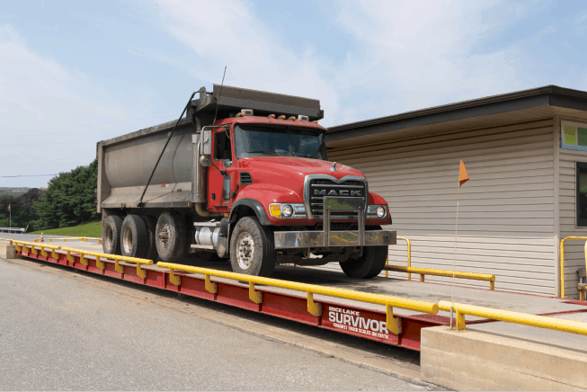 Truck being weighed