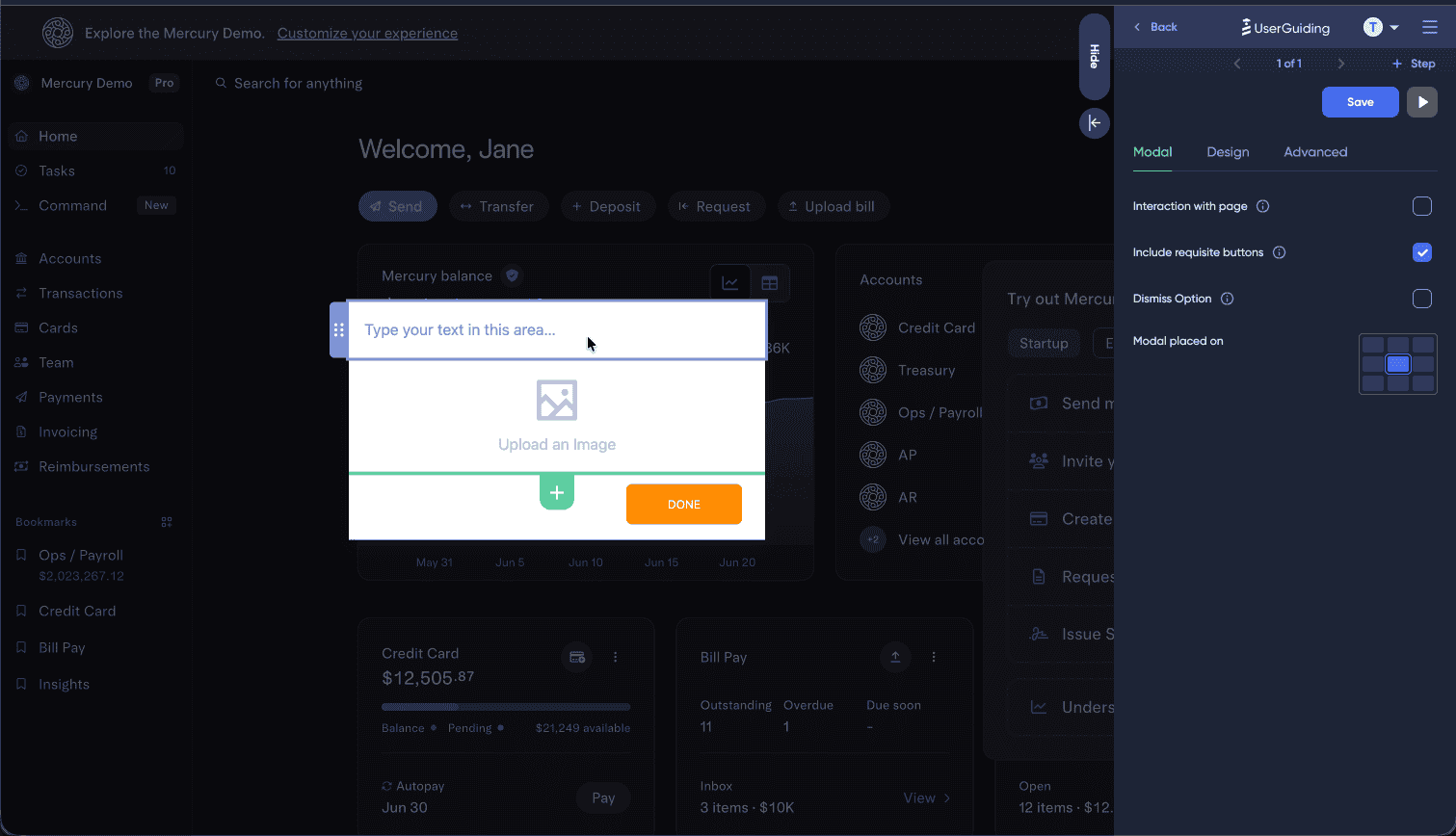 UserGuiding tour builder