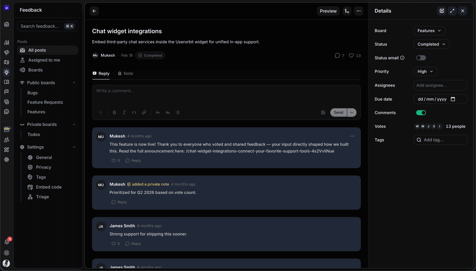 Feedback comments and discussion page