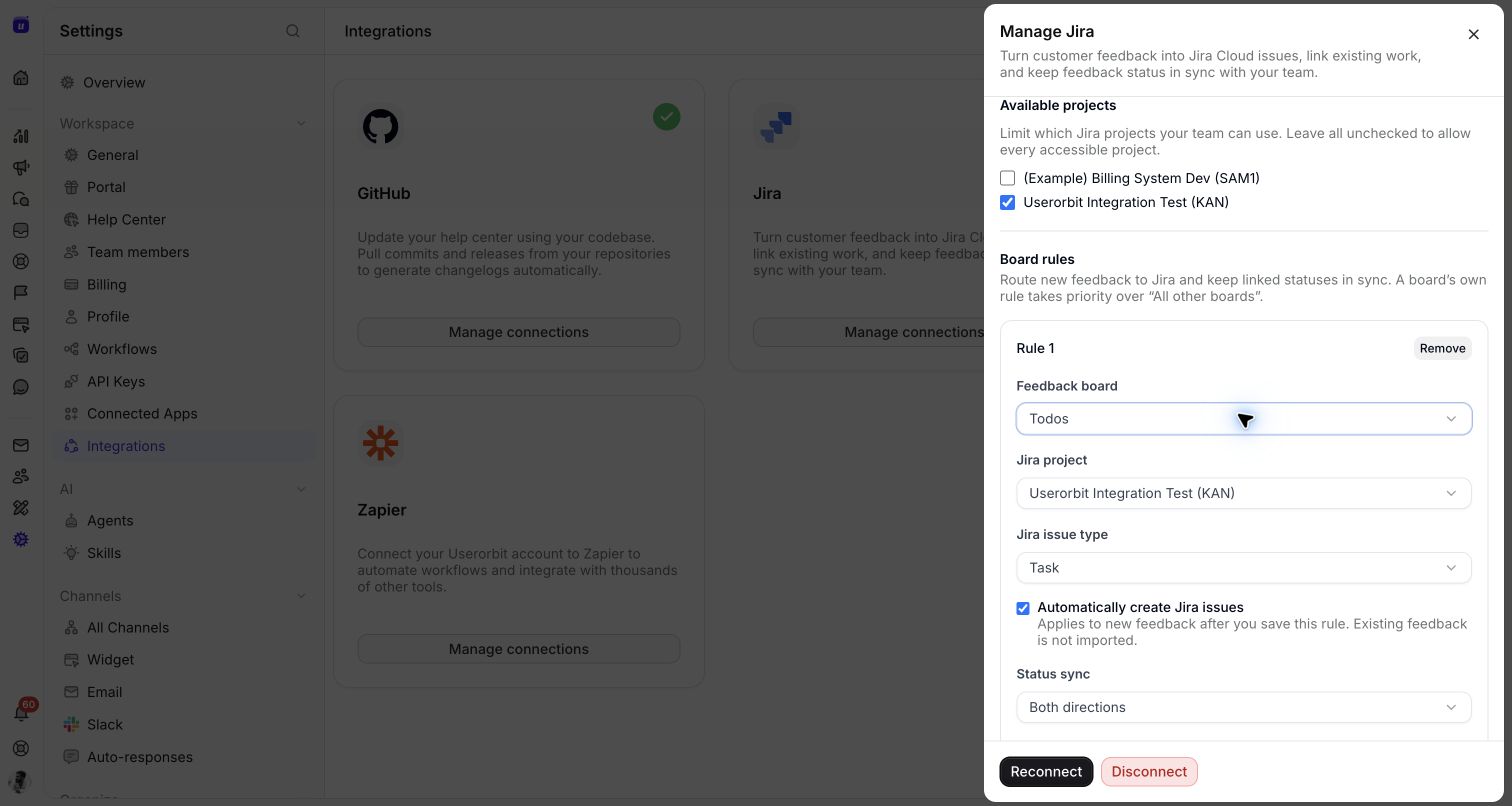 The Todos-specific rule with automatic Jira creation enabled