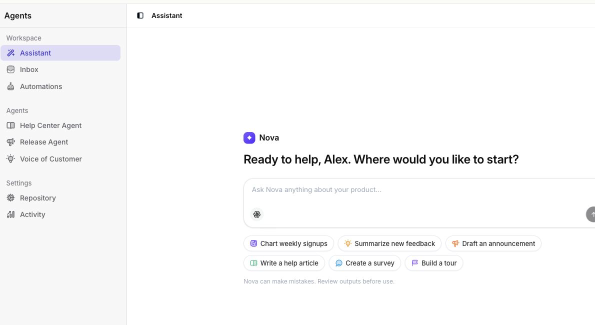 Agents navigation with Assistant selected