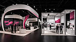 Custom and modular exhibition stands displayed side by side
