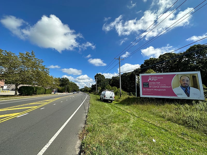East Patchogue: south side Route 27A, 190' east of Robinson Blvd. ( Middle Island Rd.), facing west Media