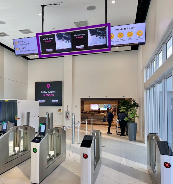Downtown Aventura network of digital screens located inside the Brightline station Media