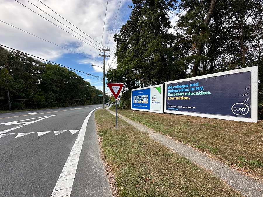 Brookhaven: south side Route 27A, 60' east of S. Country Rd., facing west Media