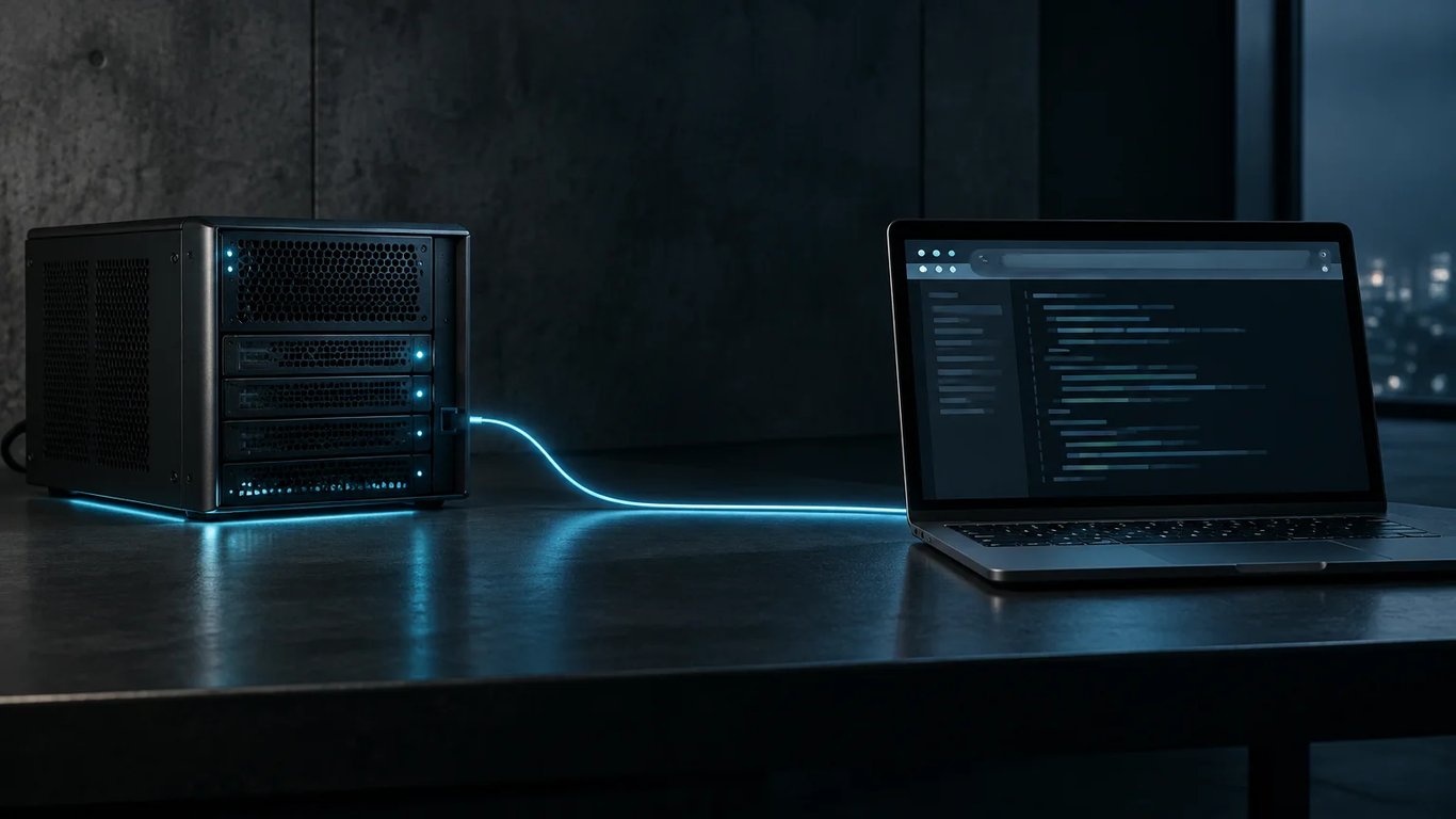 A remote workstation connected to a browser terminal