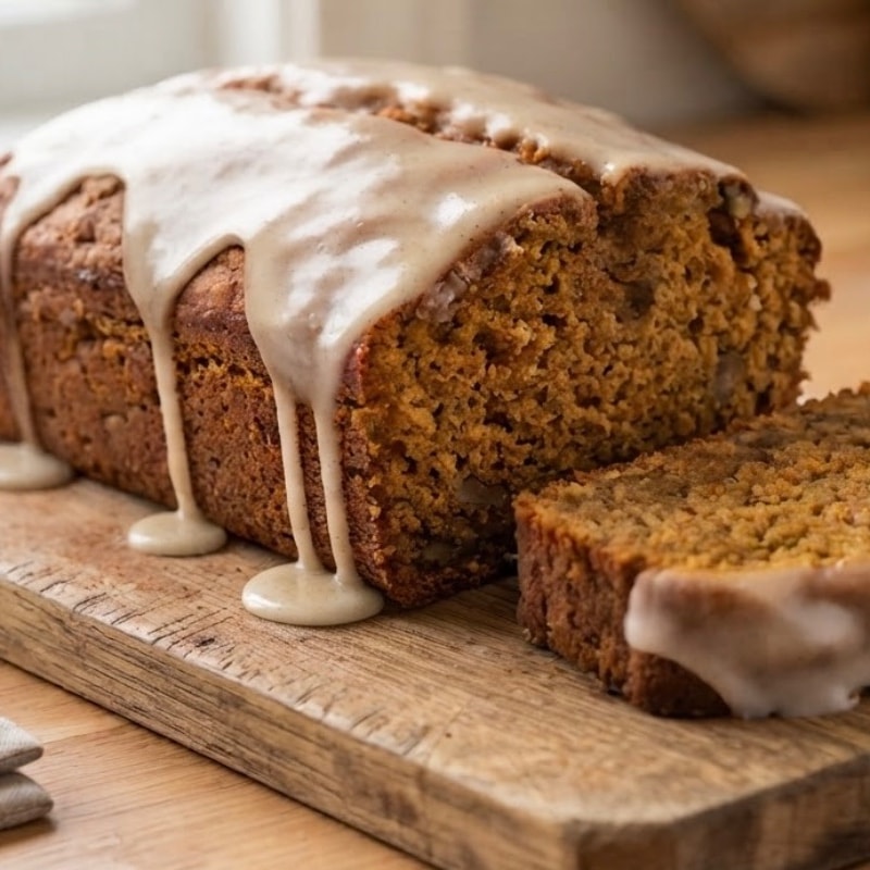 Pumpkin Bread with Vanilla Glaze