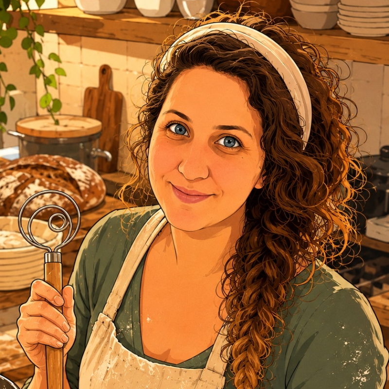 Cartooned owner portrait. 